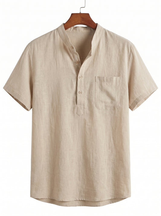 Men's Linen Henley Shirt