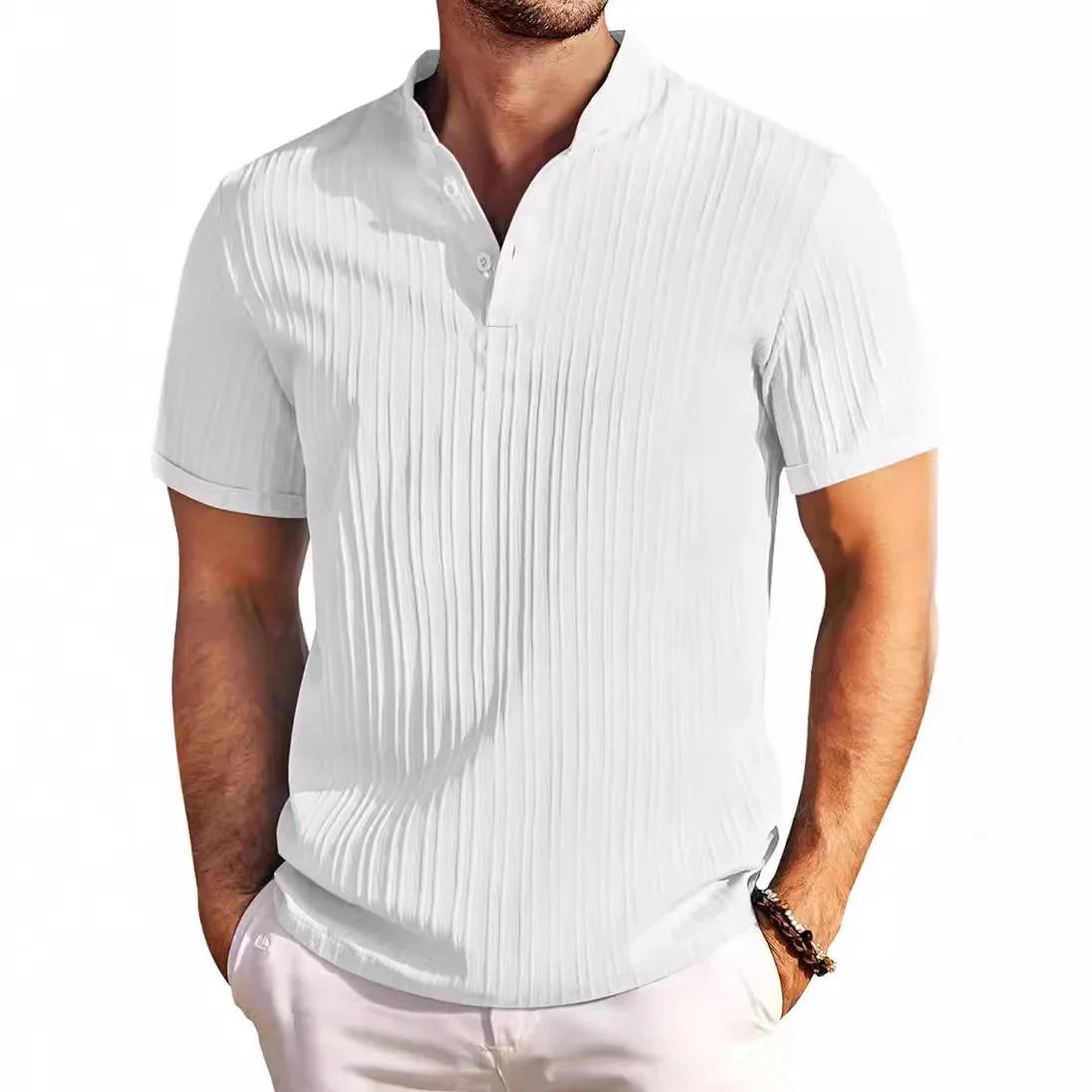Men's Hawaiian Linen Henley Shirt