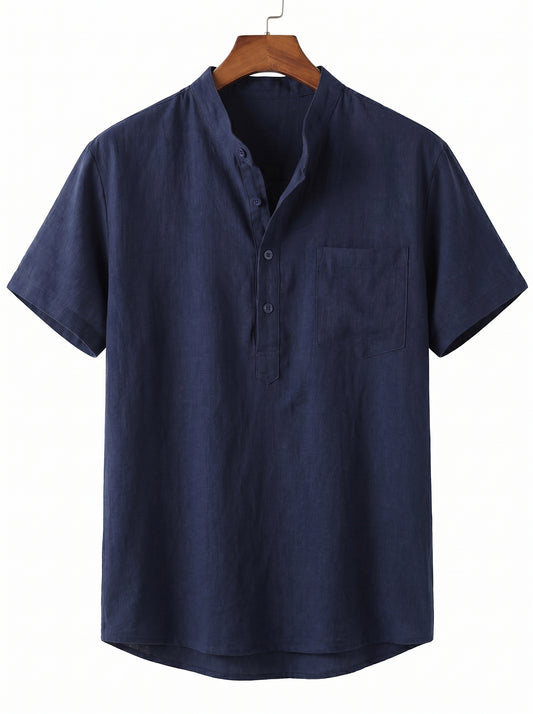 Men's Linen Henley Shirt