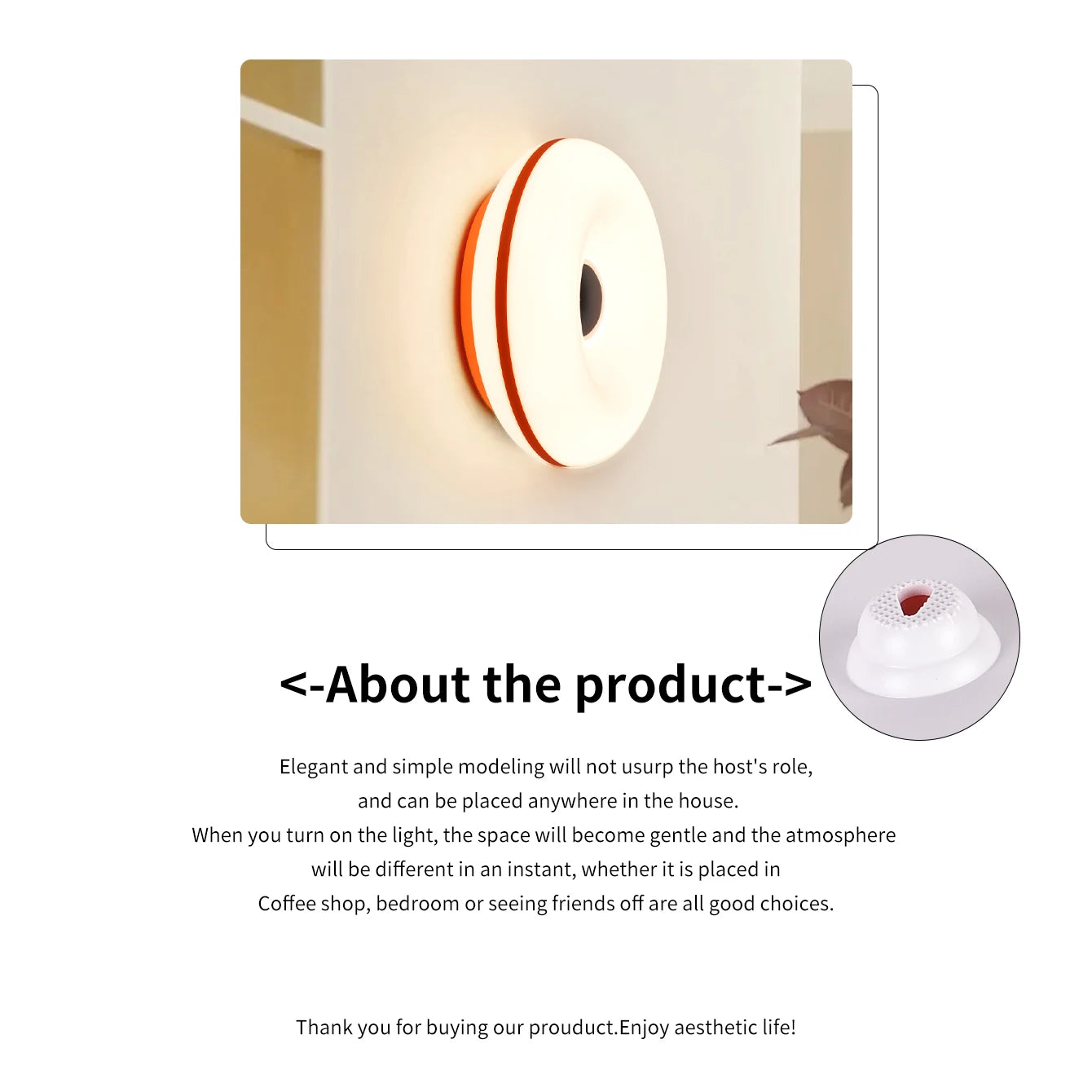 Bauhaus table lamp USB plug bedroom bedside lamp living room dining room decoration donut ambient light（Not glass）