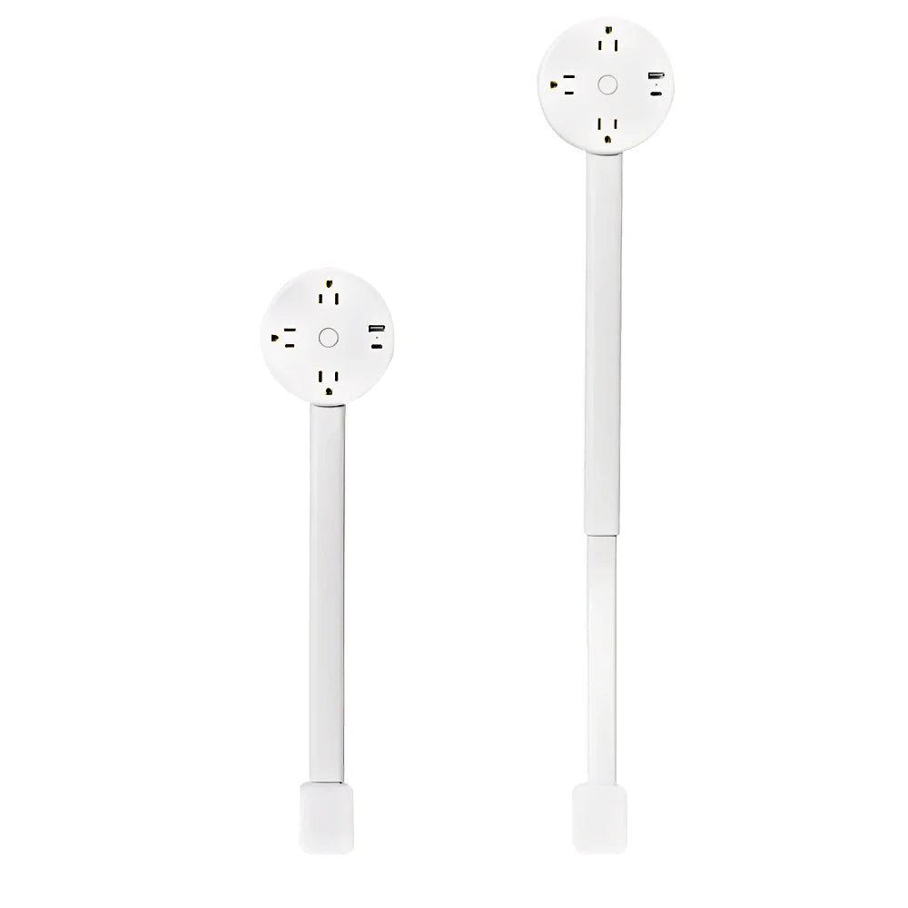Electrical Outlet Extender Stick-Power Socket Expander Outlets,Electrical Outlet 180° Rotating Extender Stick,Can Telescopic for Hard-to-Reach Outlets Behind Couches&Desks,2 AC Outlets,USB-A/USB-C Fast Charging Port Sofa Bed