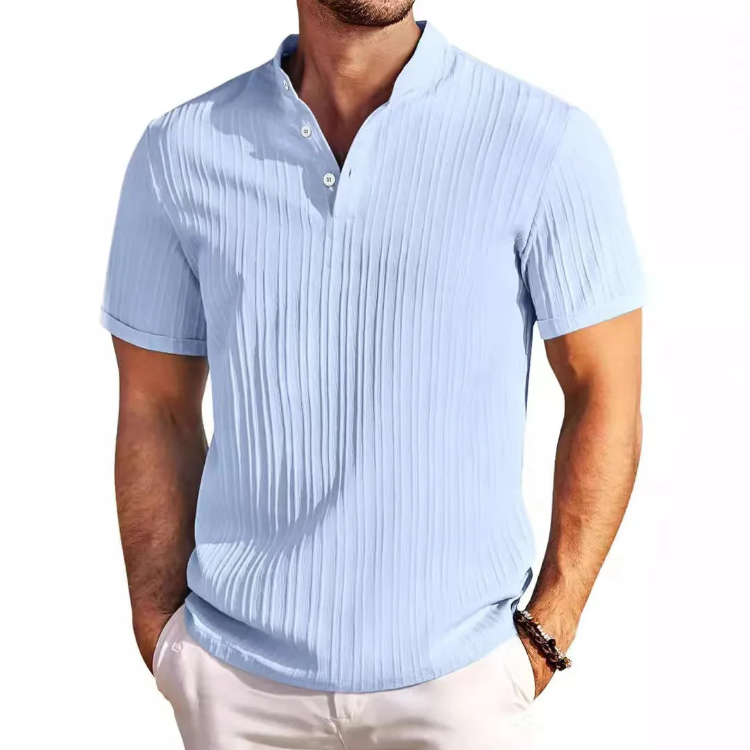Men's Hawaiian Linen Henley Shirt