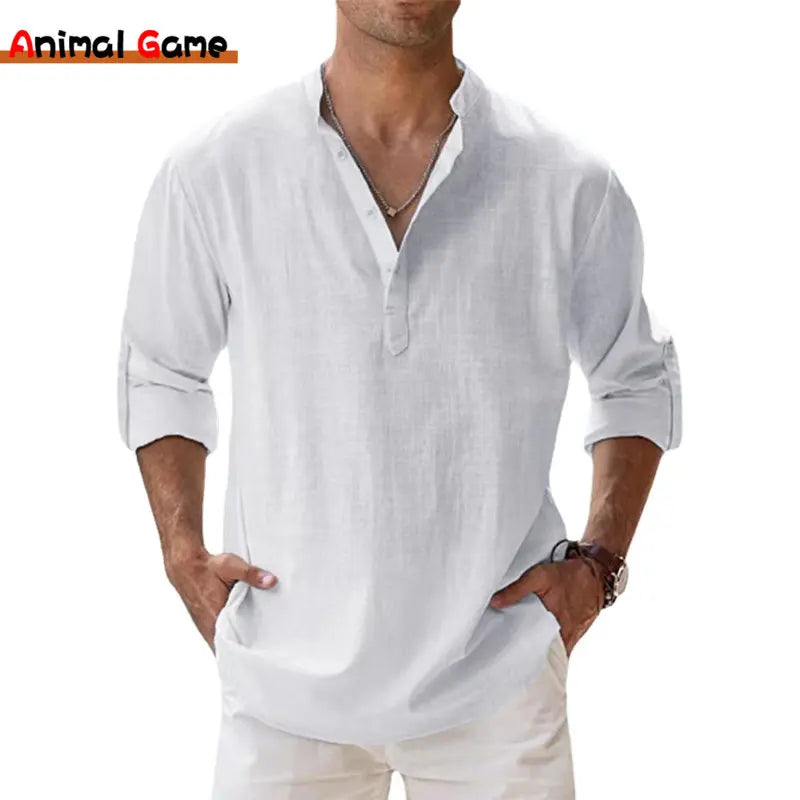 Men's Casual Linen Beach Shirt