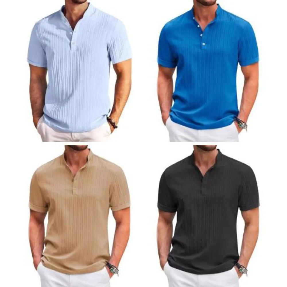 Men's Hawaiian Linen Henley Shirt