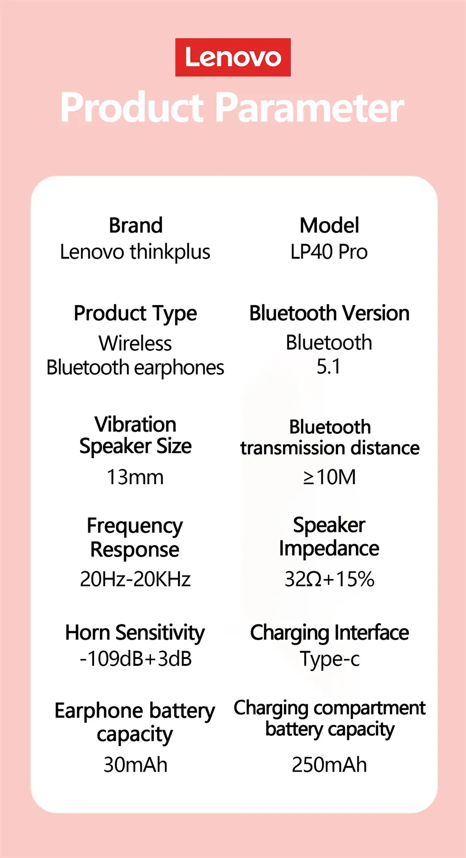 NEW Lenovo LP40 Pro TWS Bluetooth 5.3 Quick Connect Earphones  Ergonomic  Design  Headphones Powerful Transmission Speed Headset