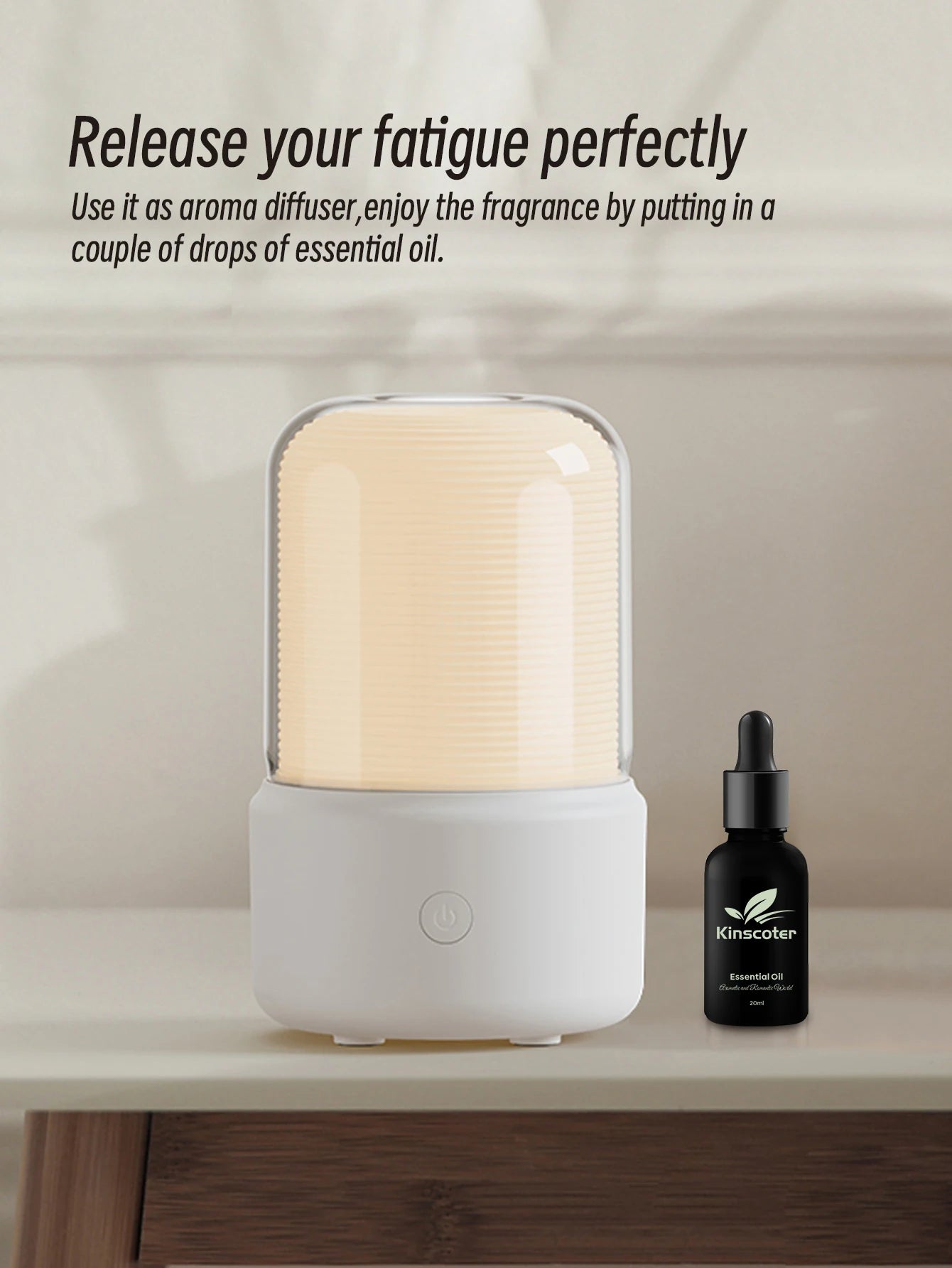 KINSCOTER Aromatherapy Essential Oil Fragrance Diffuser, Electric USB Aroma Diffuser, Mini Bedroom Ultrasonic Air Humidifier