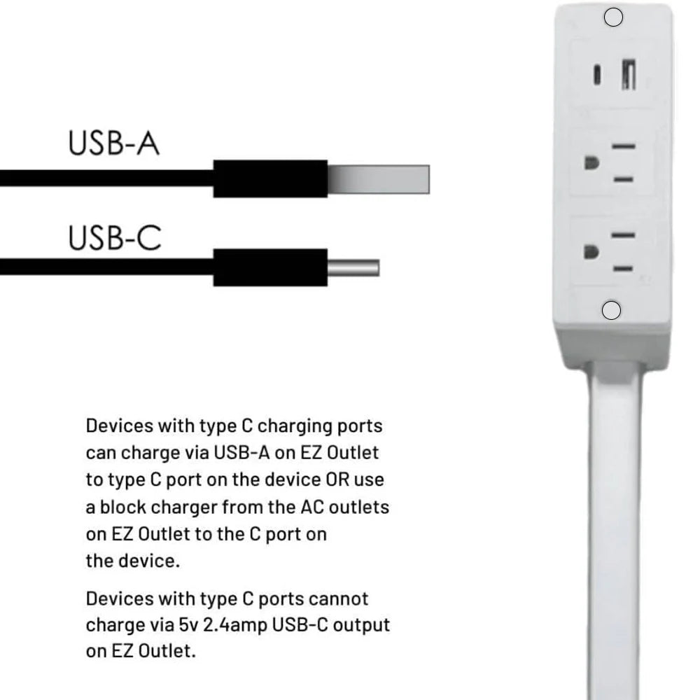 Electrical Outlet Extender Stick-Power Socket Expander Outlets,Electrical Outlet 180° Rotating Extender Stick,Can Telescopic for Hard-to-Reach Outlets Behind Couches&Desks,2 AC Outlets,USB-A/USB-C Fast Charging Port Sofa Bed