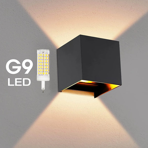 Modern LED Wall Lamp Waterproof IP65 Aluminum LED Wall Light Outdoor Indoor G9 Replaceable Bulb for Living Room Bedroom Hallway