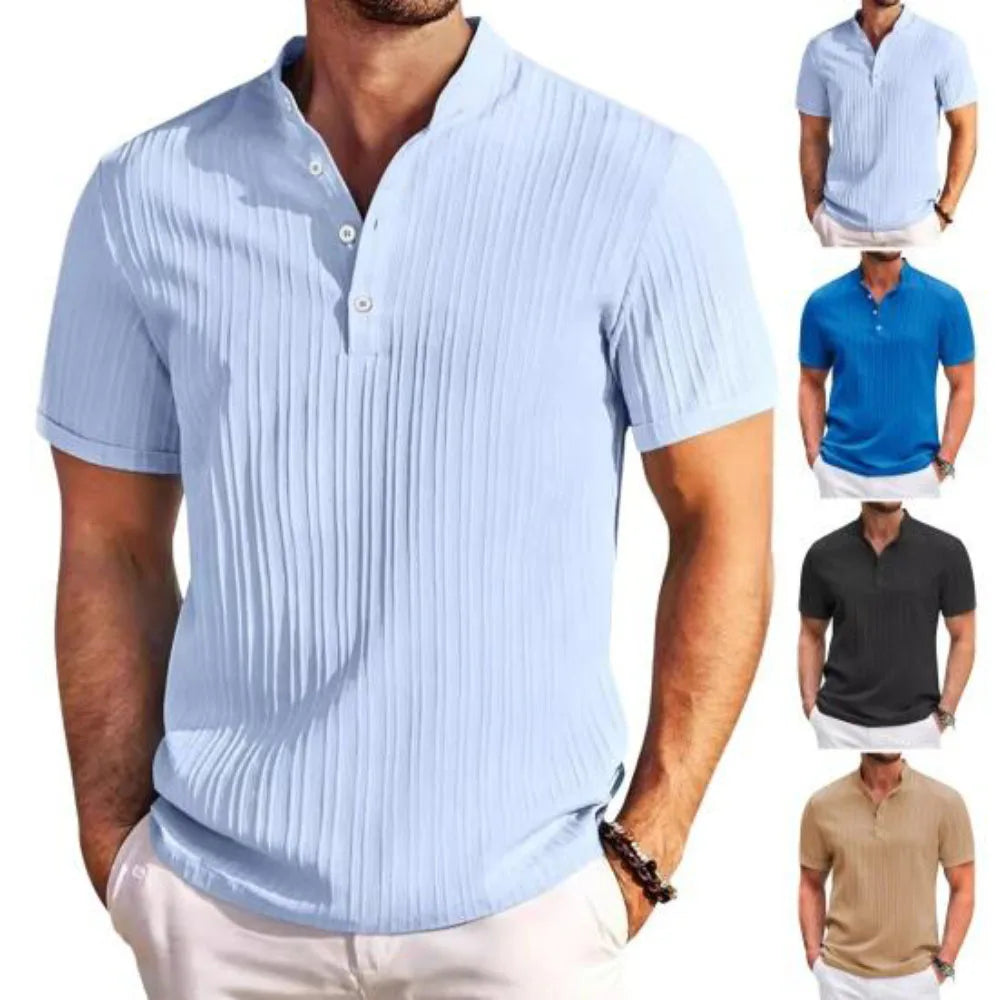 Men's Hawaiian Linen Henley Shirt