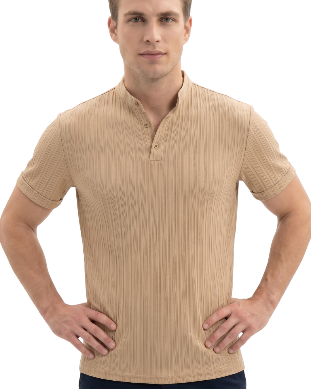 Men's Hawaiian Linen Henley Shirt