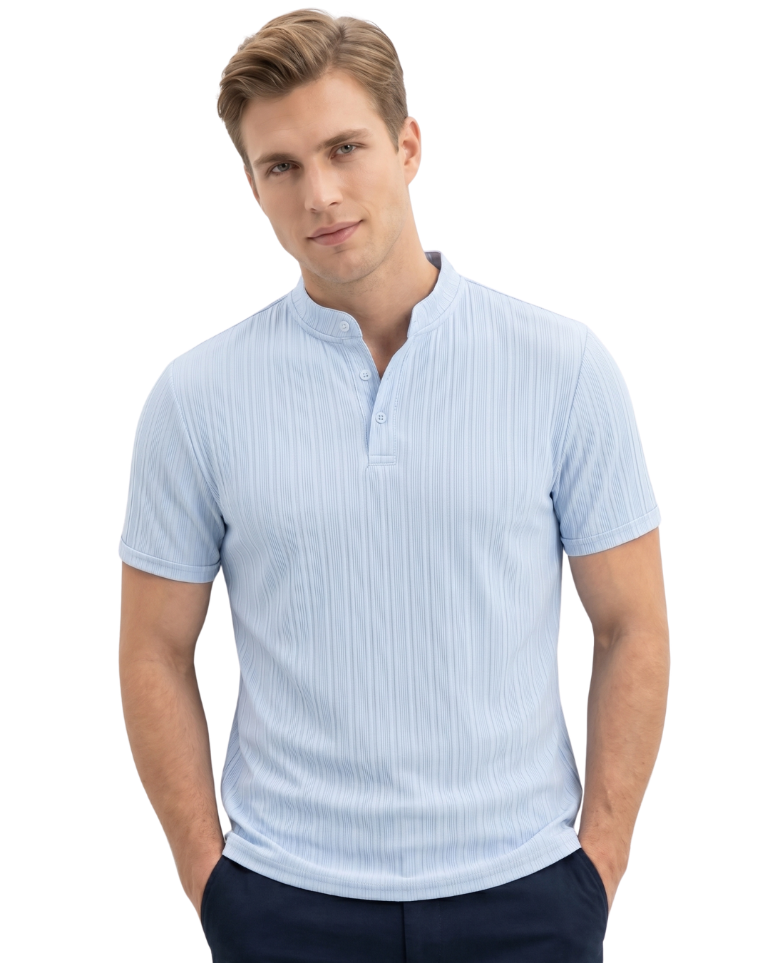 Men's Hawaiian Linen Henley Shirt
