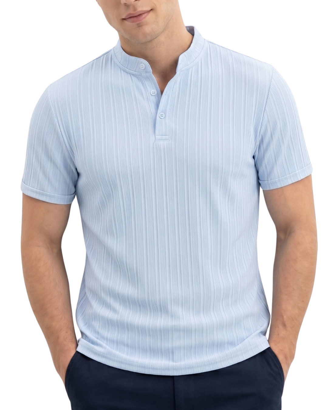 Men's Hawaiian Linen Henley Shirt